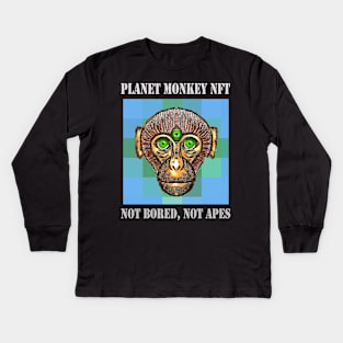 On Planet Monkey nft Collection Not Bored Apes Kids Long Sleeve T-Shirt